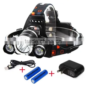 Rechargeable 5000 Lumen 3x CR EE XM-L T6 LED Headlamp,Flashlight Camping Hunting Headlight,LED Rechargeable High Power Headlamp thumbnail-1