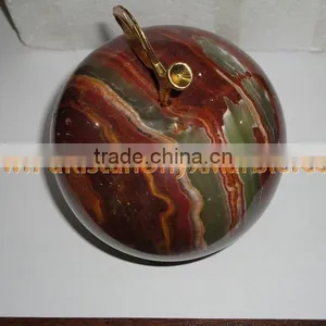 Best Salling PAKISTANI SUPPLIER NICE & SHINE ONYX APPLE WITH BRASS LEAF HANDICRAFTS thumbnail-1
