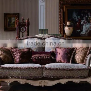 Luxury Spanish Style Wooden Living Room Two-seat Sofa thumbnail-1