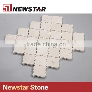 Newstar Crema Beige Arabesque Marble Lantern Brown Stone Tile Backsplash thumbnail-2