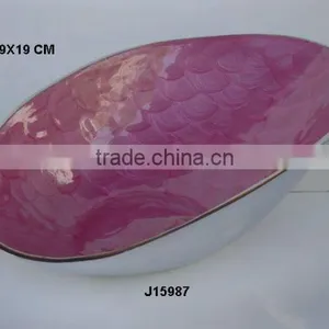 Pink Fingure Painting on Cast Aluminium Bowl With Food Safe Enamel thumbnail-1