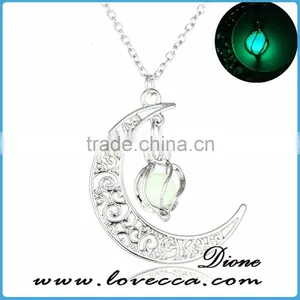 Gift for Her Glow in the Dark Necklace,Lunar Moon Pendant,Crescent Moon Necklace thumbnail-5