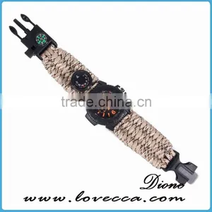 Survival Paracord Outdoor Bracelet Multifunction Watch With Compass Thermometer Whistle thumbnail-6