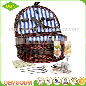 Handwoven Eco-friendly Cheap Antique Mini Wicker Oval Picnic Basket for 2 Persons thumbnail-1