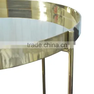 Golden Stainless Steel Round Coffee Table thumbnail-4
