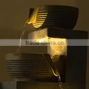 Three Tier Cascading Basins Tabletop Water Fountain With LED Light thumbnail-3
