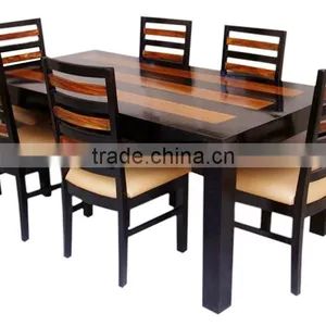 Colorful Six Sitter Wooden Dining Set With Cushion Chair thumbnail-1