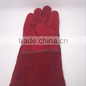 Red Leather Welding Gloves thumbnail-2