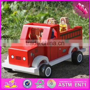 2017 New Products Dog and Four Firemen Wooden Toy Fire Trucks W04A315 thumbnail-3