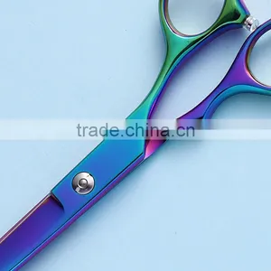 CS-65JQ 6.5inch Rainbow Color Downward Curved Ergonomic Handle Pet Grooming Professional Hair Cutting Scissors thumbnail-4