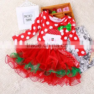 2015 New Christmas Girls Dress Long-Sleeve Dot Dresses Kids Cotton Children's Christmas Gift Party Costume Princess Dress thumbnail-2