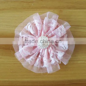Lace Flower With Pearl Bead in Center for Kids Hair Accessories thumbnail-4