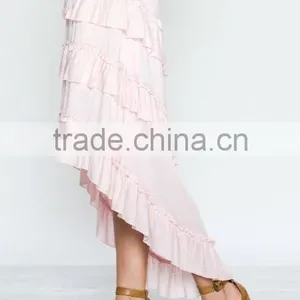 Femme Ruffles Cascading Throughout Skirt 100% Rayon Long Layered Skirts thumbnail-3