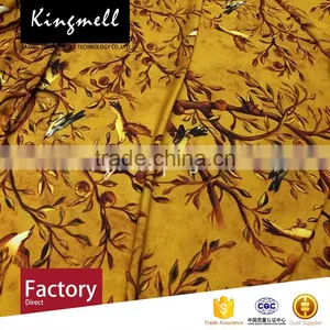 Custom Little Birds Digital Printed Silk Crepe De Chine Fabric for Lady Dress thumbnail-3