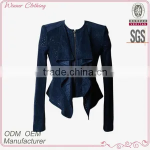 New Design Laser Print Front Ruffle Elegant Ladies Jacket thumbnail-1