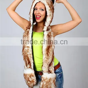 Long Eared Plush Animal Head Russian Style Fur Winter Hat thumbnail-2