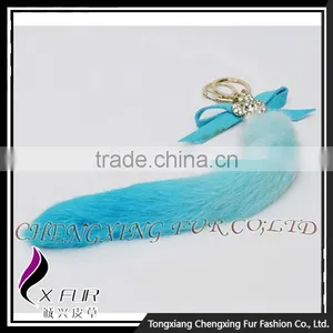 CX-R-40B Best Selling Wholesale Key Chain Dip Dyeing Rabbit Fur Keychain Ring thumbnail-4