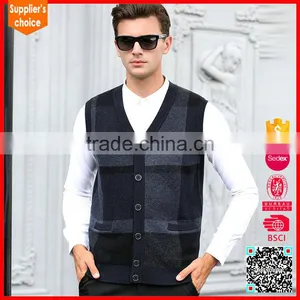 Hot Selling Mens Sleeveless Knitted Cool Sweater Vests Sleeveless Button Sweater Vest thumbnail-1