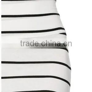 Wholesales Women's High Waisted A-Line Knit Stripe Midi Skirt thumbnail-6