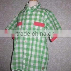 Boys Apple Green Plaid Shirt Cotton Fashion T Shirt thumbnail-2