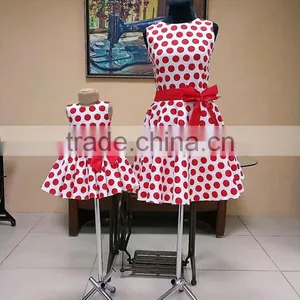 Mother Daughter Matching Dresses Girls Red Polk Dots Dress thumbnail-1