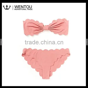 Personalized Scalloped Bandeau Bikini thumbnail-2