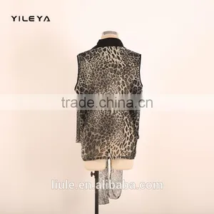 New Arrival Leopard Pattern Printed Ladies Loose Chiffon Style Blouse thumbnail-3