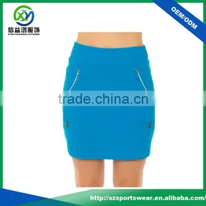 High Quality Blue Color Zip Pockets Stretchy WaistBand A-line Style Lady Golf Short Skirt thumbnail-1
