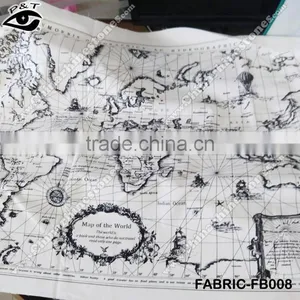 World Map Design Fabric Linen Cotton Fabrics For Decorations thumbnail-3
