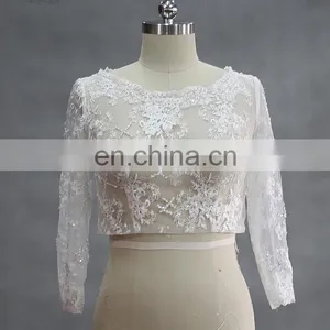 OEM Service Lace Applique Beaded Wedding Jacket With Sleeve thumbnail-1