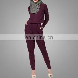 Modest Ladies Office Wear Jumpsuits Muslim Women Model Kebaya Modern Cotton /Cotton Jersey Islamic Jumpsuits thumbnail-5