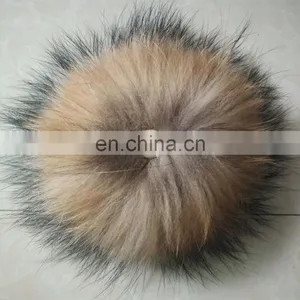 High Quality Big Colored Raccoon Fur Ball for Beanie Hats and Bag Charm thumbnail-3