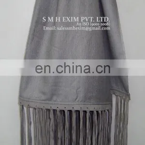 Silk Pashmina With Leather Sued Trim Shwals For 2016 thumbnail-3
