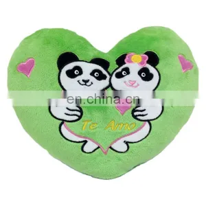 Custom Heart Shape Bedding Pillow Green Panda Couple Throw Pillows thumbnail-1