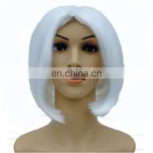 MCW-0411 Party Masquerade Synthetic Short Women White Bob Wig thumbnail-1