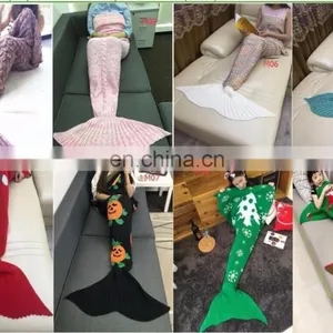 2017 Solid Colors Christmas Sales Mermaid Blanket/mermaid Tail Blanket Crochet Blankets for Winter thumbnail-5