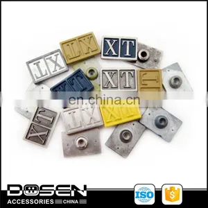 Antique Finish Color Spray Paint Custom Metal Logo Plate Handbag Small Rectangle Badges Garment Tag Snap Rivets for Garment thumbnail-1