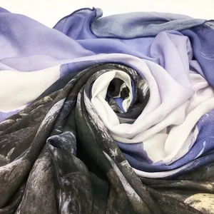 OEM Service Factory Supplier Custom Digital Print Italian Habotai Silk Scarf thumbnail-2