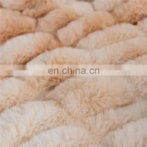 2020 Latest Tie Dyed Rabbit Hair Polyester Faux Fur Throws Spandex Receiving Blanket For Native American thumbnail-3