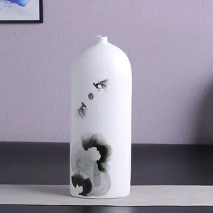 Classical Creative Abstract Modern Simple Lotus Pond Inlay Flat And Round Ceravise Vase thumbnail-4