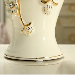Hand Made Giled White Flower Ceramic Vase Livling Room Decoration For Wedding Gift thumbnail-4