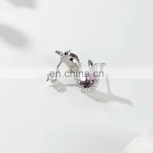 Creative Design S925 Yellow Cubic Zircon Orange Shaped Stud Earring Multi Color Crystal Gemstone Lemon Shape Drop Earring thumbnail-4