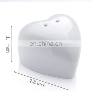 Black Heart Shaped Wedding Ceramic Salt Container and Pepper Shakers Holder Set Herb & Spice Tools thumbnail-4