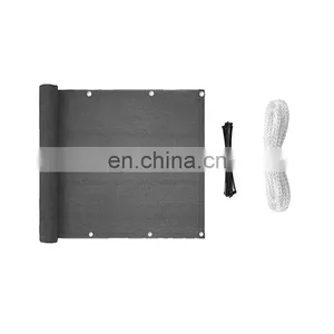 Wind-Proof Dark Grey 180g/m2 75cmx6m HDPE Privacy Balcony Cover Screen With Cable Ties & Ropes thumbnail-1
