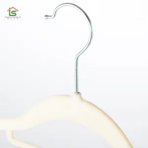 Non Slip High Quality Kids Velvet Plastic Clothes Hangers Metal Hook Multicolour Flocked Suit Coat Clothes Velvet Hangers thumbnail-5