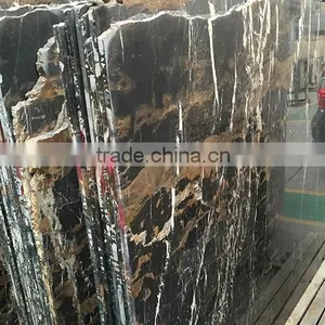 Cheap Supply Polished Black Portoro Marble Slab thumbnail-3