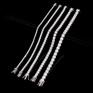 S925 Necklace Moissanite Wholesale Custom Men's Tennis Chain Bracelet Trendy Hip Hop Style With 925 Ice 2-6mm VVS1 Moissanite thumbnail-2