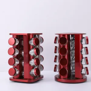 Rotating Glass Spice Jar Set With Stand thumbnail-2