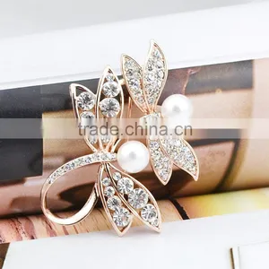 2015 Fashion Jewelry Dragonfly Design Pearl Brooch Multicolor Crystal Brooch thumbnail-2