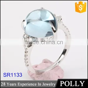 OEM Solid Lapis Prong Set Center 18k White Gold 750 Ring Jewelry thumbnail-4